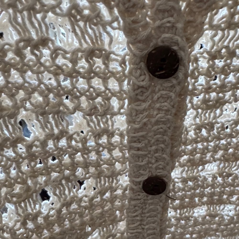 Crochet Button-Down Cream Top - image 2